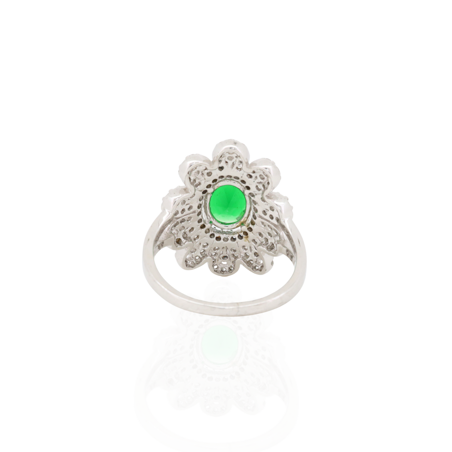 Emerald Glow Silver Ring
