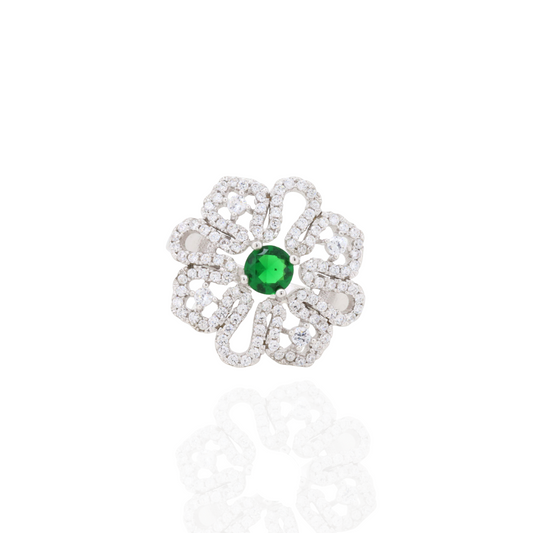 Floral Glow Silver Ring