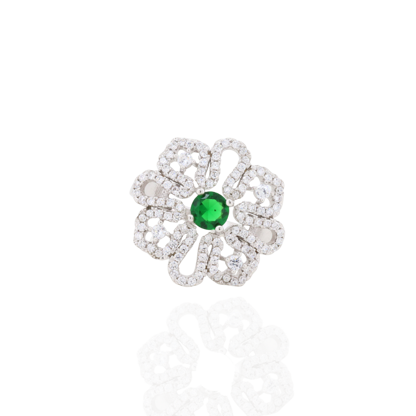 Floral Glow Silver Ring