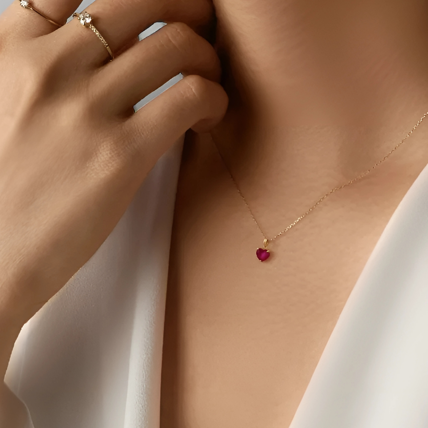 Mini Ruby Heart Charm Pendant