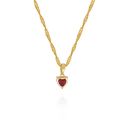Mini Ruby Heart Charm Pendant