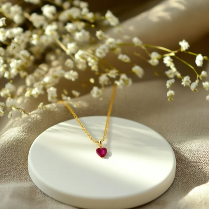 Mini Ruby Heart Charm Pendant