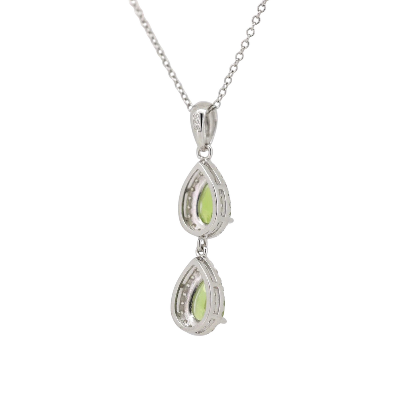 Double Peridot Silver Necklace