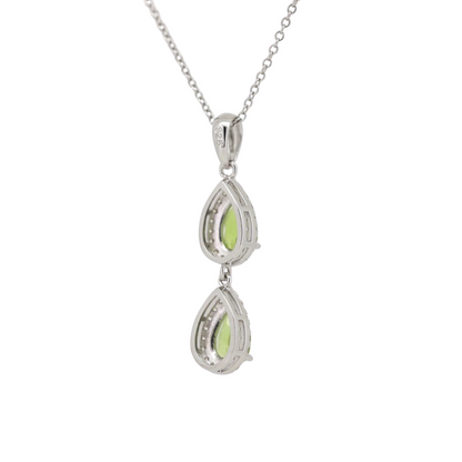 Double Peridot Silver Necklace