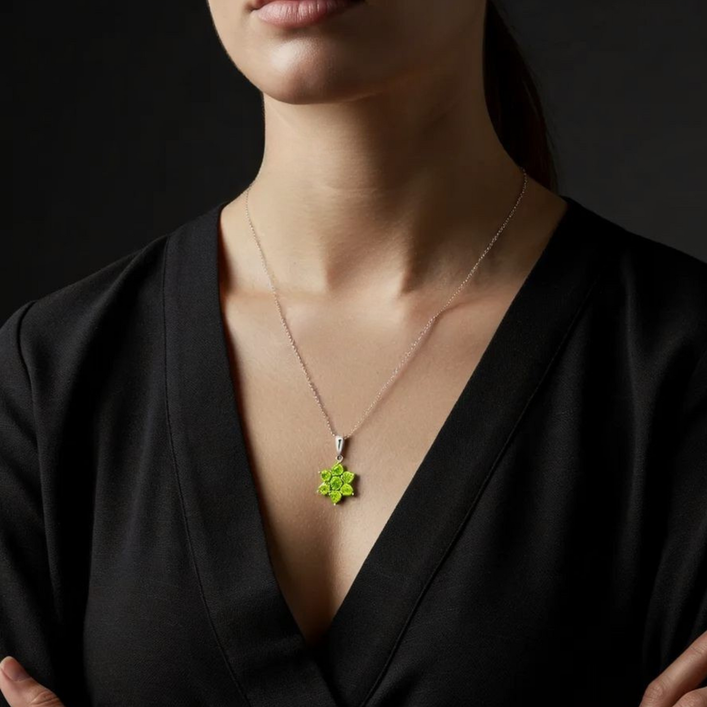 Green Aura Silver  Necklace