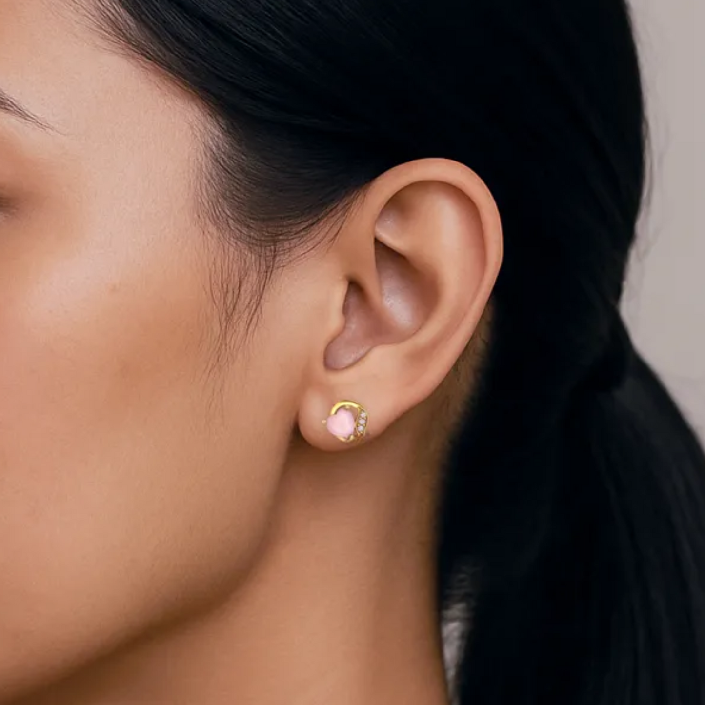 Blush Glow Pink Opal Silver Studs