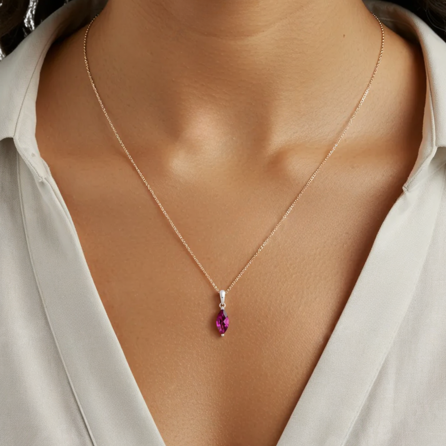 Pink Tourmaline Silver Necklace