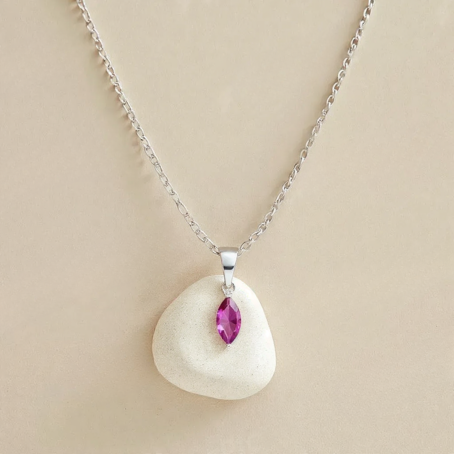 Pink Tourmaline Silver Necklace