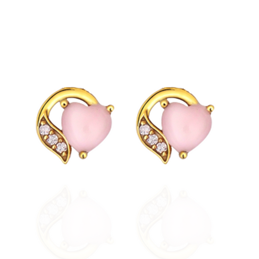 Blush Glow Pink Opal Silver Studs