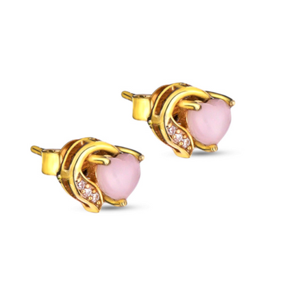Blush Glow Pink Opal Silver Studs