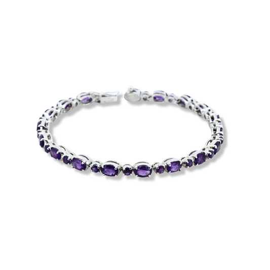 Violet Aura Amethyst Silver Bracelet