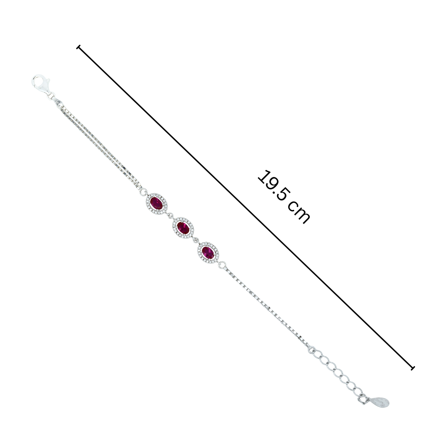 Crimson Oval Trio Silver Bracelet