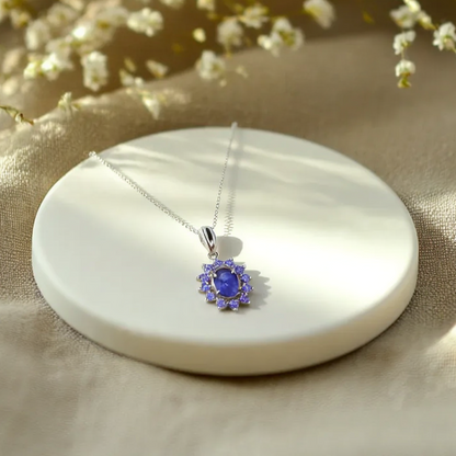 Tanzanite Bloom Silver Necklace