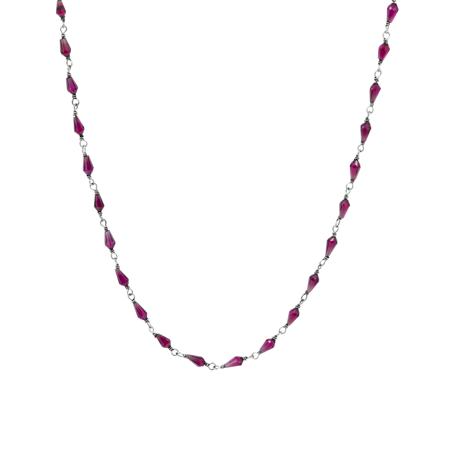 Healing Rhodolite Garnet Silver Chain