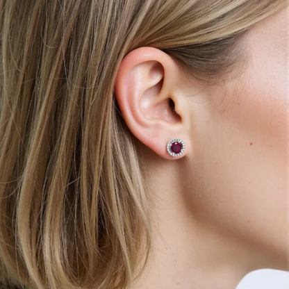 Ruby Radiance Circle Earrings