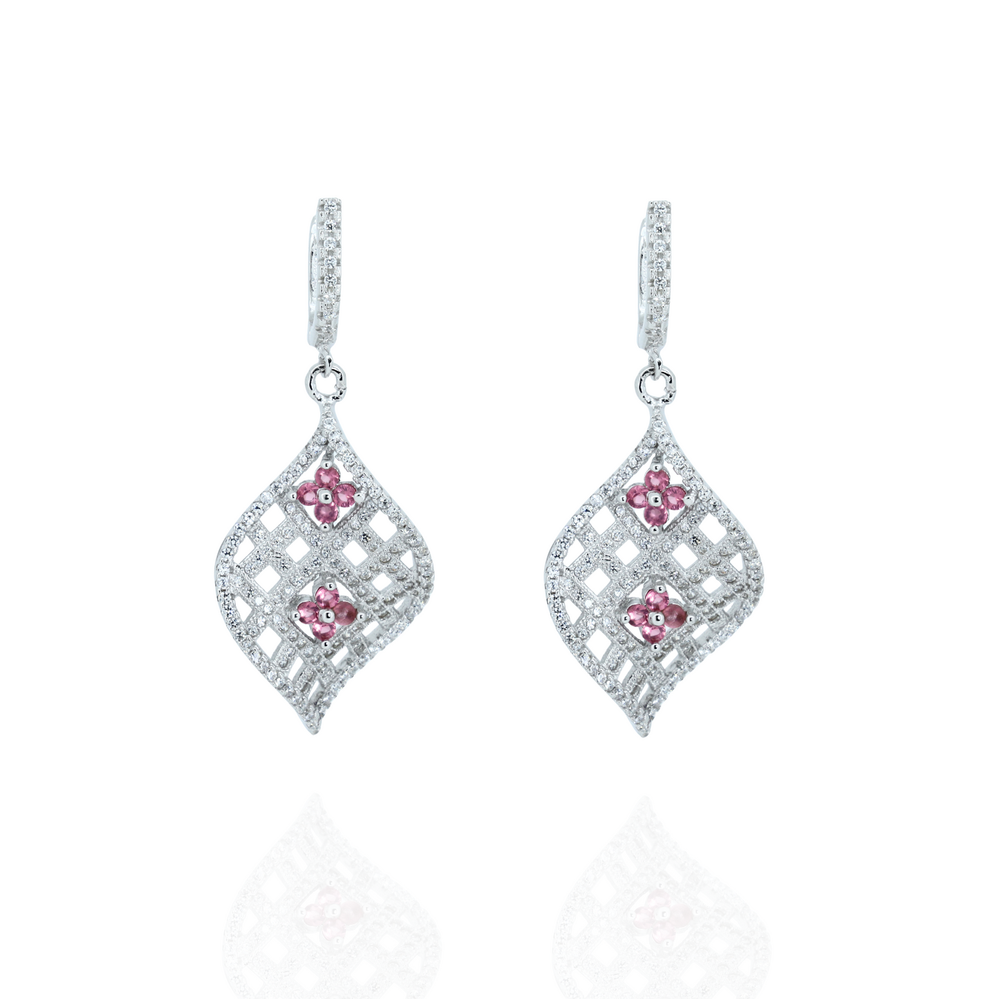Pink Radiance Silver Earrings