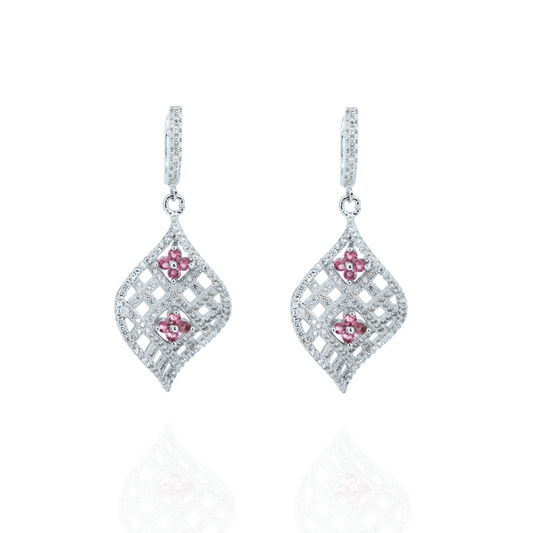 Pink Radiance Silver Earrings