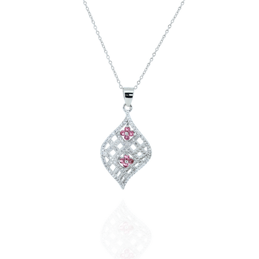 Pink Bloom Silver Necklace