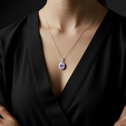 Mystic Bloom Purple Silver Pendant