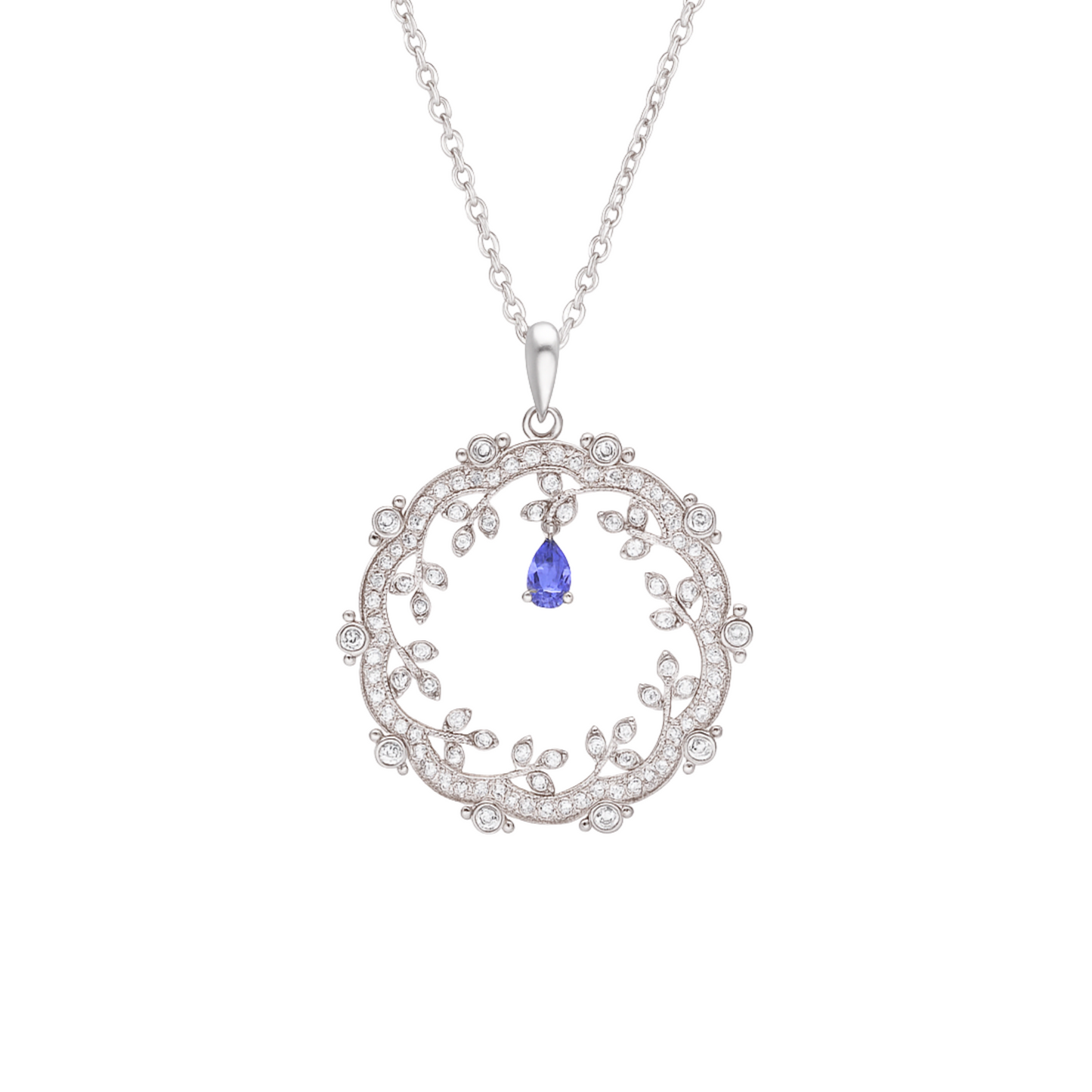 Moon Halo Tanzanite Silver Necklace