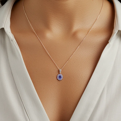 Tanzanite Bloom Silver Necklace