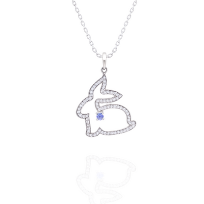Whimsy Bunny Tanzanite Silver Necklace