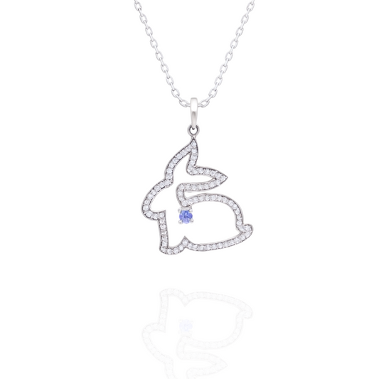 Whimsy Bunny Tanzanite Silver Necklace