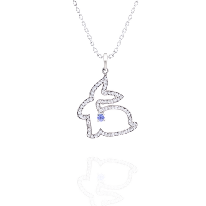 Whimsy Bunny Tanzanite Silver Necklace