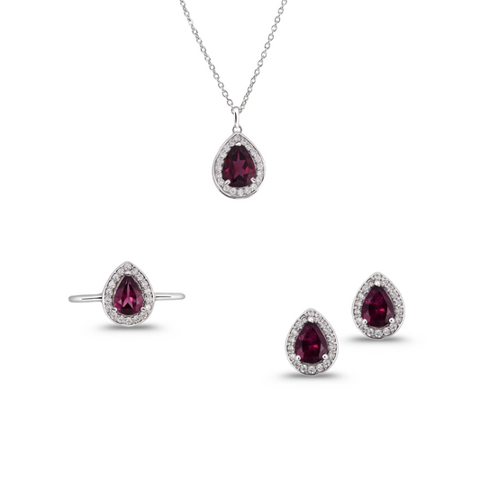Garnet Grace Silver Set