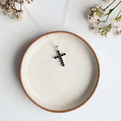 Noir Grace Black Spinel Silver Cross